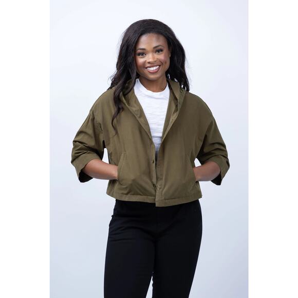 L'AGENCE Jackets & Blazers - L'AGENCE Devi Hooded Swing Coat in British Khaki